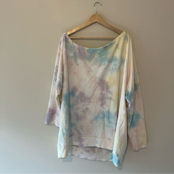 Torrid Minnie Mouse Pastel Rainbow Tie Dye Terry Off-Shoulder Sweatshirt Size 4 - Picture 9 of 10
